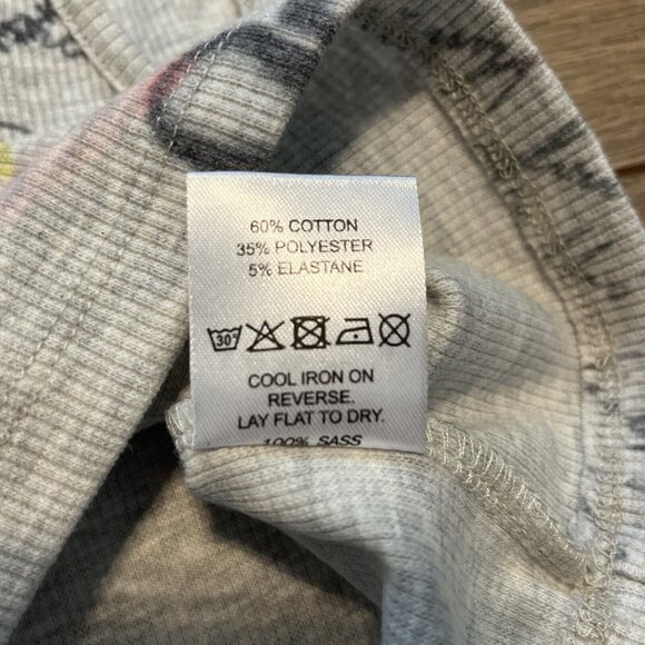 Jaded London Doodle Graffiti Rib Halter Top SZ 8 Gray Crop Collared Stretch Tank - Picture 6 of 7